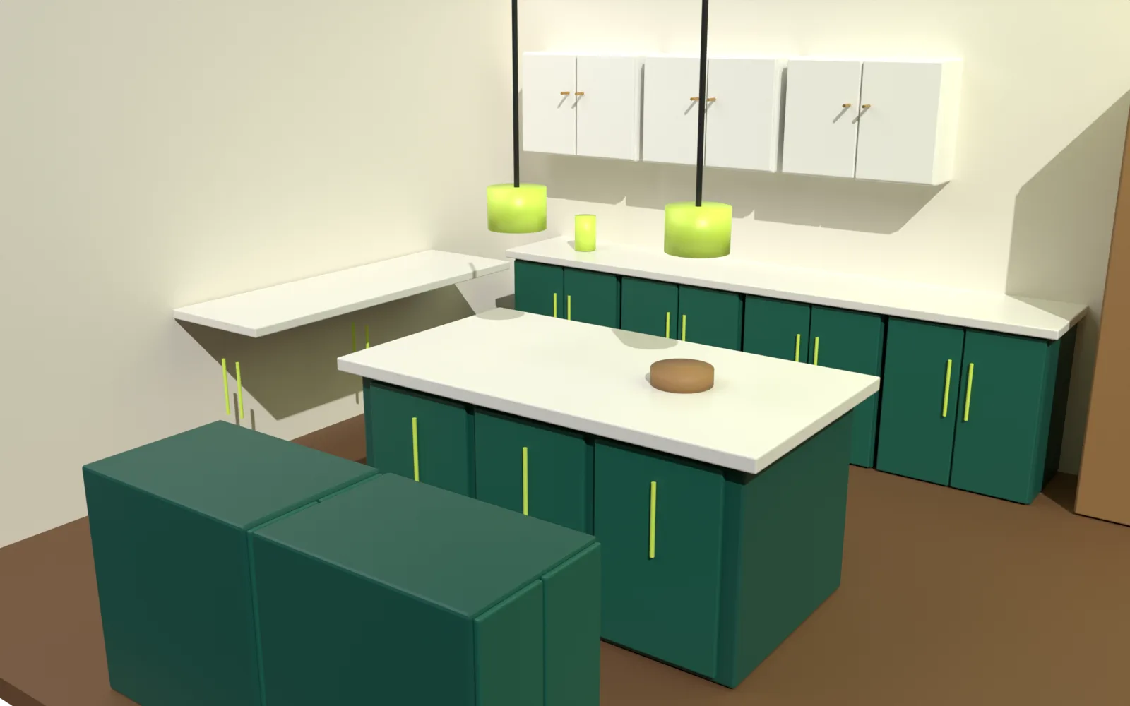 A DAR kitchen, modelled in 3D